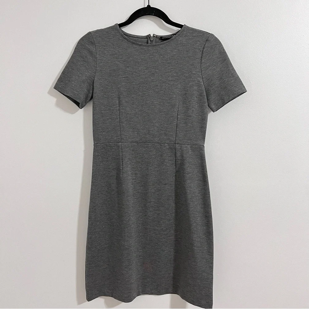 J Crew Mercantile Ponte Gray Pencil‎ Mini Dress Size 0 Neutral Solid Workwear